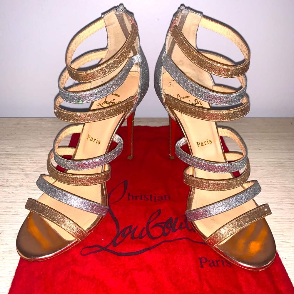 CHRISTIAN LOUBOUTIN Mariniere Gold Silver Heels